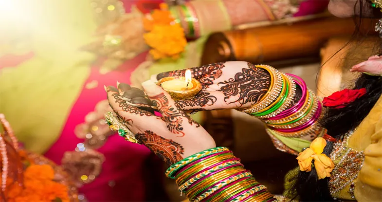 Henna Art on woman's hands Image